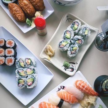 Sea Ranch - a variety of sushi on plates - Seafood Near Me - Evanston, Illinois Sea Ranch - a variety of sushi on plates - Seafood Near Me - Evanston, Illinois