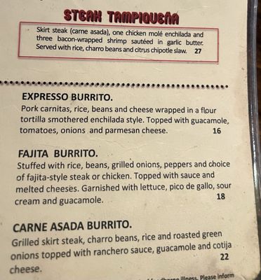 Menu photo 8 Zapata's Charlotte, NC
