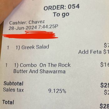 ShaQ - Receipt - Falafel Near Me - Santa Clara, California