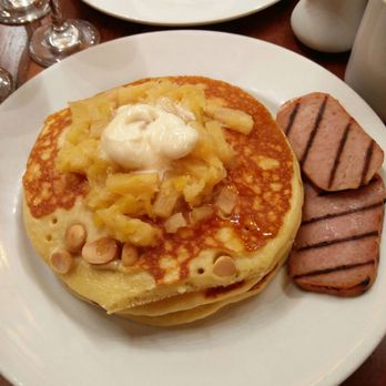 Kona Cafe - macadamia pancakes w spam (do you spot all the macadamia nuts??!) - Sushi Bars Near Me - Lake Buena Vista, Florida