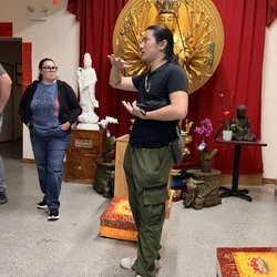 Chicago Food & City Tours - Our tour guide in a local temple.