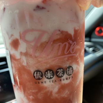 Ume Tea - Strawberry latte with coconut pudding - Coffee & Tea Near Me - Cupertino, California