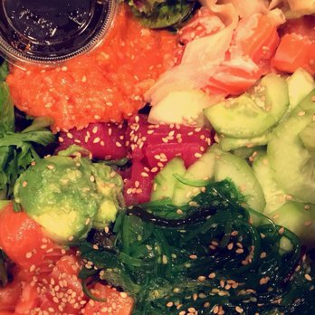 Poke N Roll - Double salmon, tuna, and spicy salmon. Never fails - Japanese Near Me - Glendale, California