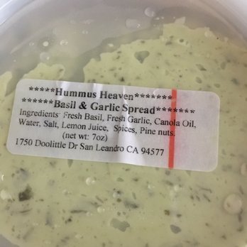 Hummus Heaven - Basil Garlic Spread. - Farmers Market Near Me - San Leandro, California Hummus Heaven - Basil Garlic Spread. - Farmers Market Near Me - San Leandro, California