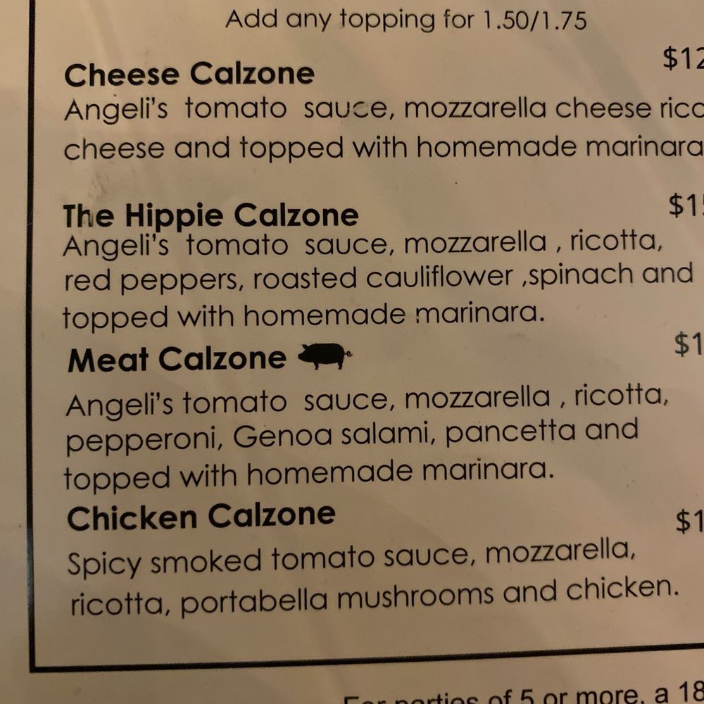 Angeli's Pizzeria - The Meat Calzone - Pizza Near Me - Baltimore, Maryland