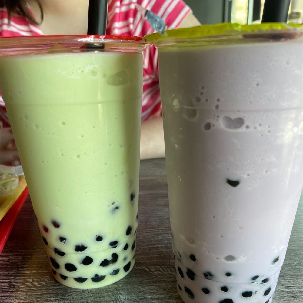 Cafe Trang Bistro - Honeydew and Taro Coconut Smoothies with boba - Vietnamese Near Me - Lehi, Utah Cafe Trang Bistro - Honeydew and Taro Coconut Smoothies with boba - Vietnamese Near Me - Lehi, Utah