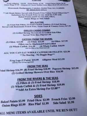 Menu photo 5 Big Pines Lodge Karnack, TX