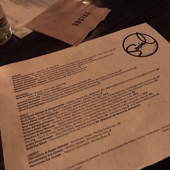Social - Menu. - New American Near Me - Costa Mesa, California