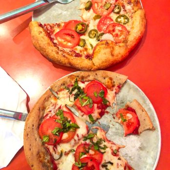 Mellow Mushroom Richmond - Carytown - BYO Gluten-Free Pie (with roma tomatoes and basil) and Cheese Pizza (with jalapeños, Roma tomatoes, and onion) - Pizza Near Me - Richmond, Virginia