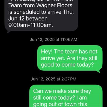 Wagner Floors - Check out the time stamps for when they were supposed to show up - Flooring Near Me Wagner Floors - Check out the time stamps for when they were supposed to show up - Flooring Near Me