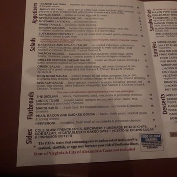 Birchmere - The menu!!!! - Music Venues Near Me - Alexandria, Virginia
