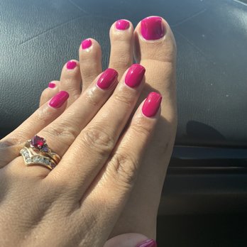 Pink & White Nails - Fabulous job as always! Neon Purple gel color #507 I get so many compliments on this color. - Nail Salons Near Me - Jacksonville, Florida