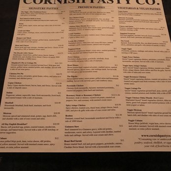 Cornish Pasty - Menu (Back) - British Near Me - Mesa, Arizona