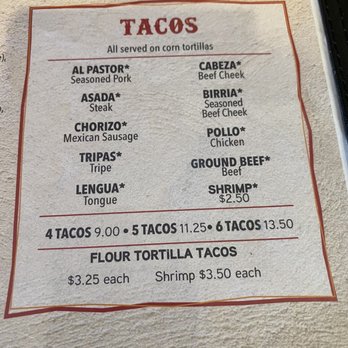 Arandas Tacos - Menu - Mexican Near Me - Branson, Missouri