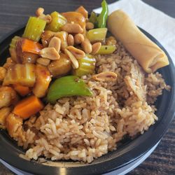 Asian Garden - Kung Pao chicken, in a to-go container while dining in. No go for me.