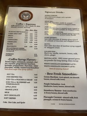 Menu photo 3 Friendship Coffee Company Savannah, GA