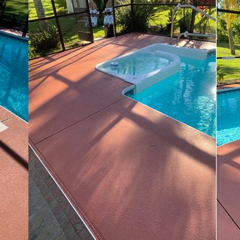 Universal Handyman Services - Pool deck completely worn from the Florida sun over the years and wear and tear to the deck, made to look brand new! - Handyman Near Me Universal Handyman Services - Pool deck completely worn from the Florida sun over the years and wear and tear to the deck, made to look brand new! - Handyman Near Me