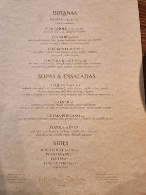 Menu photo 3 Jalisco Cantina Carlsbad, CA