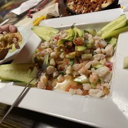 Sahuayo - Shrimp and Fish Ceviche served with tostadas.