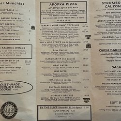 Apopka Pizza - Menu - inside