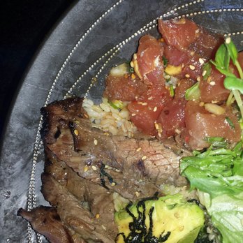 Pacific Catch - Marinated skirt steak and Hawaiian poke..not good picture though I took but tastes soo good - Seafood Near Me - San Mateo, California Pacific Catch - Marinated skirt steak and Hawaiian poke..not good picture though I took but tastes soo good - Seafood Near Me - San Mateo, California