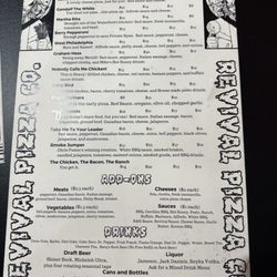Revival Pizza - Front of menu