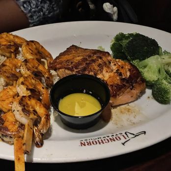 LongHorn Steakhouse - Combo 7oz. LongHorn Salmon with 8ct. Redrock Grilled Shrimp - Steakhouses Near Me - Mobile, Alabama LongHorn Steakhouse - Combo 7oz. LongHorn Salmon with 8ct. Redrock Grilled Shrimp - Steakhouses Near Me - Mobile, Alabama