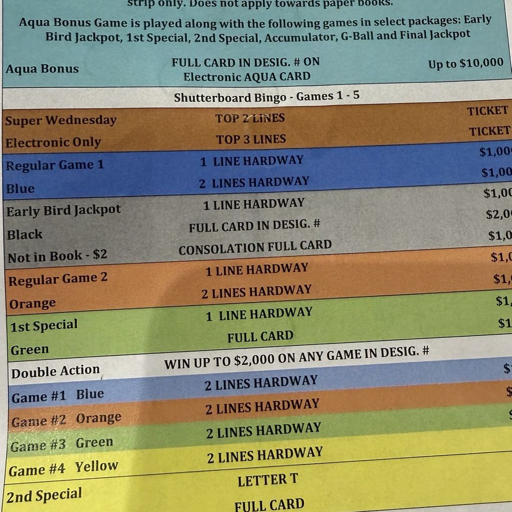 Delta Bingo & Gaming - Example of prizes and the daily schedule - Casinos Near Me - Etobicoke, Ontario