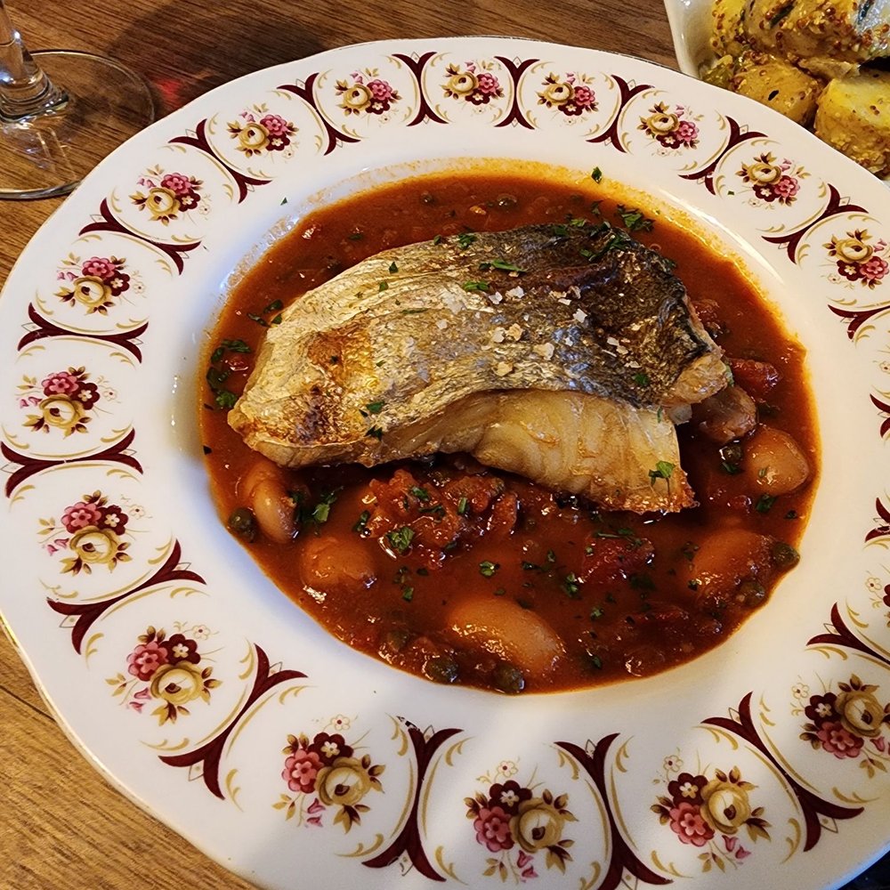The Pig in the Wall - Baked sole with Caper, tomato and beans - Hotels Near Me - Southampton, STH