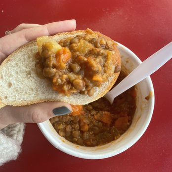 Crust & Crumb - Lentil soup with bread and crackers - Pizza Near Me - Turlock, California Crust & Crumb - Lentil soup with bread and crackers - Pizza Near Me - Turlock, California
