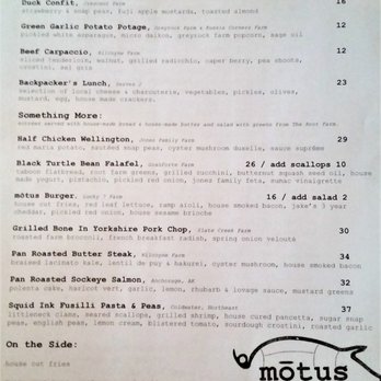 Motus - Sample main menu - July, 2018. - Gastropubs Near Me - Utica, New York