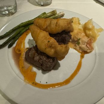 Eddie V's Prime Seafood - Filet Mignon medallions with Tempura Lobster - Seafood Near Me - Plano, Texas Eddie V's Prime Seafood - Filet Mignon medallions with Tempura Lobster - Seafood Near Me - Plano, Texas