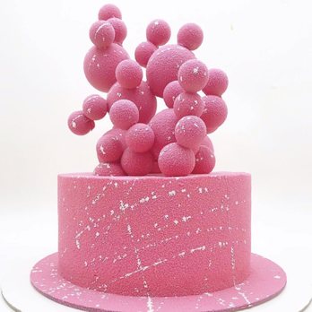 Easy Bakery SF - Custom cake. Vanilla berry sponge cake, decorated with chocolate velvet and chocolate bubbles. - Desserts Near Me