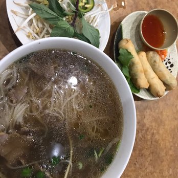 Pho Saigon - Pho Filet- filet mignon and veggie egg rolls. - Vietnamese Near Me - Austin, Texas