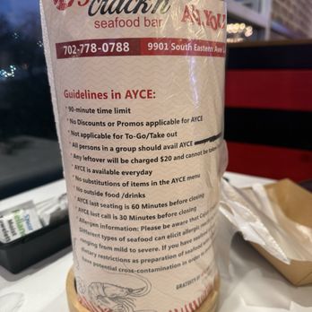 Cajun Crackin - AYCE Guidelines - Seafood Near Me - Las Vegas, Nevada Cajun Crackin - AYCE Guidelines - Seafood Near Me - Las Vegas, Nevada