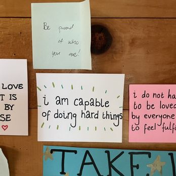 Adirondack Camp - Positive messages on the bulletin board - Summer Camps Near Me