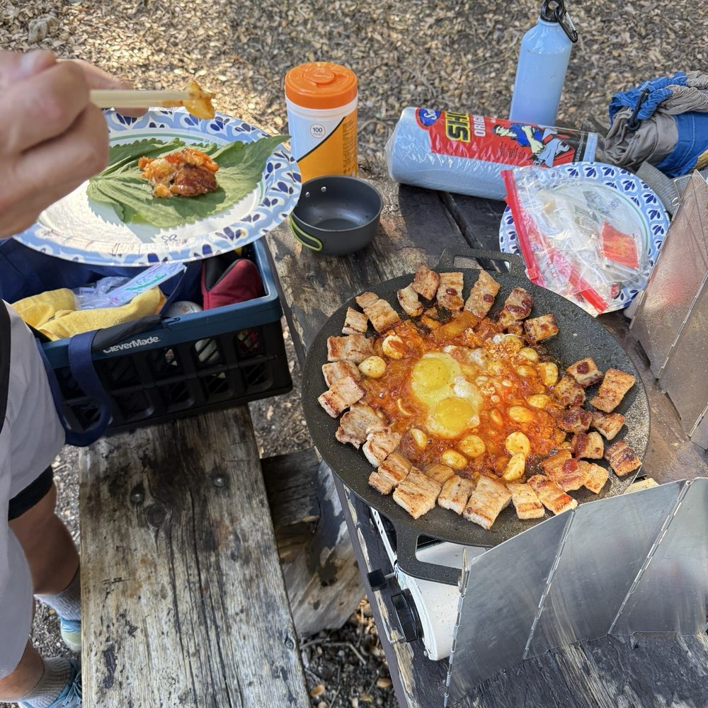 Crystal Lake Camp Grounds - Pork belly, garlic, kimchi and eggs - Campgrounds Near Me - Azusa, California Crystal Lake Camp Grounds - Pork belly, garlic, kimchi and eggs - Campgrounds Near Me - Azusa, California