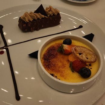 Italian Kitchen - Dessert plate with Limoncello creme brulle and Ferreo - Italian Near Me - Vancouver, British Columbia