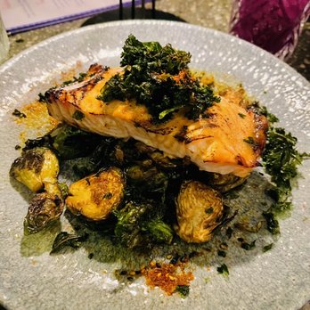 Deck. - Salmon with fried Brussels sprouts - Hawaiian Near Me - Honolulu, Hawaii