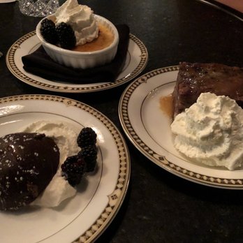 Boxcar Bistro - Trio of desserts with the bread pudding on the right being a true highlight. - French Near Me - Missoula, Montana Boxcar Bistro - Trio of desserts with the bread pudding on the right being a true highlight. - French Near Me - Missoula, Montana