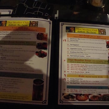 Thai Monkey Club - THai Monkey Club Menu November 26th 2011 visit. - Thai Near Me - Denver, Colorado Thai Monkey Club - THai Monkey Club Menu November 26th 2011 visit. - Thai Near Me - Denver, Colorado