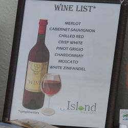 Island Day Spa - Wine list