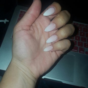 Love Nails - Stiletto tip with pink & white ombre.  Flaws: nails are crooked, literally cant tell though. - Nail Technicians Near Me - Chino, California
