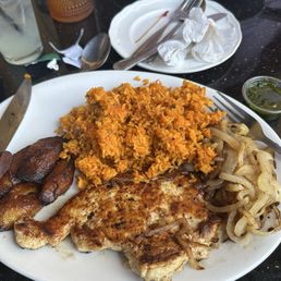Pollo A La Plancha with Maduros and yellow rice Pollo A La Plancha with Maduros and yellow rice