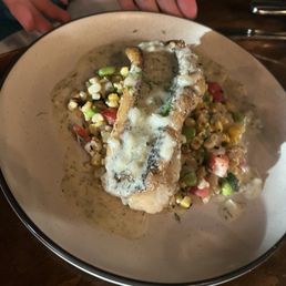 Fish over succotash Fish over succotash