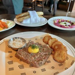 Steak tartare ($25) -- asked for horseradish on the side (it's strong!), potato rosti were crispy and well seasoned too