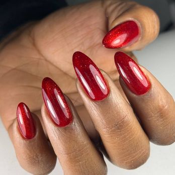M Studio - Russian manicure with structured gel in deep red shimmer finish. Almond shape. Midtown Manhattan. - Nail Salons Near Me - New York, New York M Studio - Russian manicure with structured gel in deep red shimmer finish. Almond shape. Midtown Manhattan. - Nail Salons Near Me - New York, New York