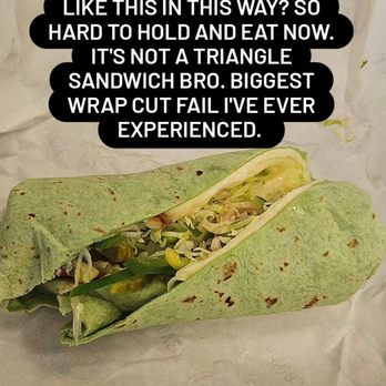 Jersey Mike's Subs - Tell me why someone would want their wrap/burrito cut this way. - Fast Food Near Me - El Cajon, California Jersey Mike's Subs - Tell me why someone would want their wrap/burrito cut this way. - Fast Food Near Me - El Cajon, California