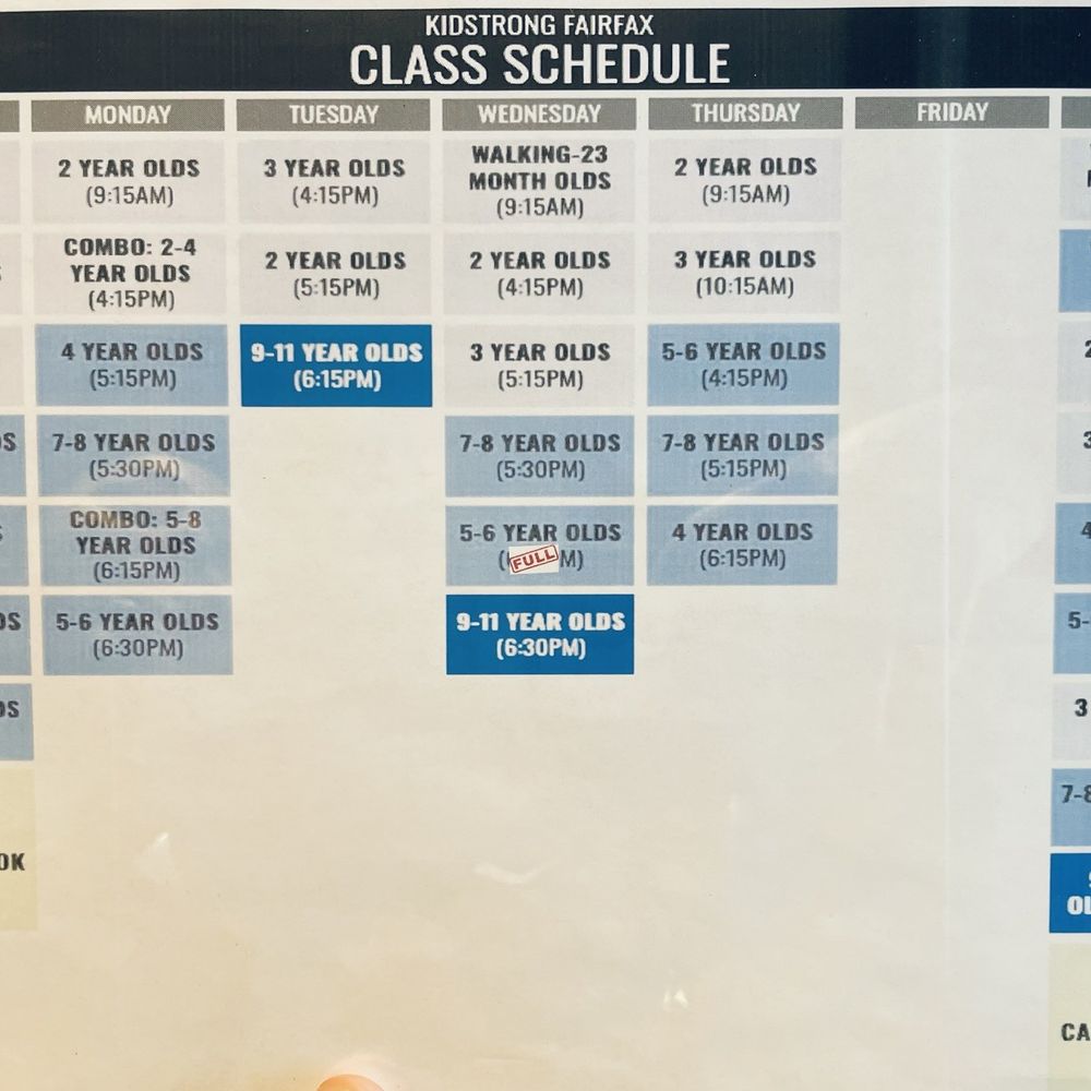 Kid Strong - Class schedule - Kids Activities Near Me - Fairfax, Virginia Kid Strong - Class schedule - Kids Activities Near Me - Fairfax, Virginia