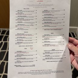 takeout menu to their restaurant Laurea